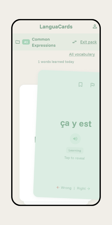 Swipe cards to learn